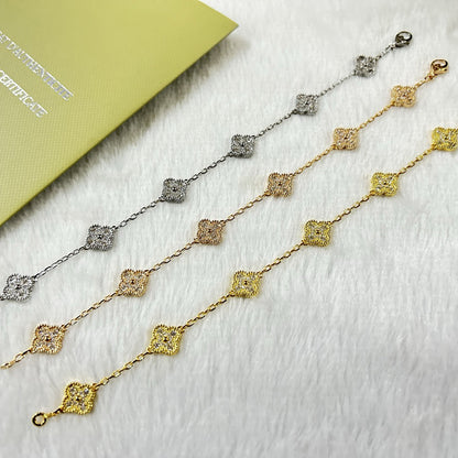 [Resenly Jewelry]CLOVER 6 MOTIF DIAMOND BRACELET