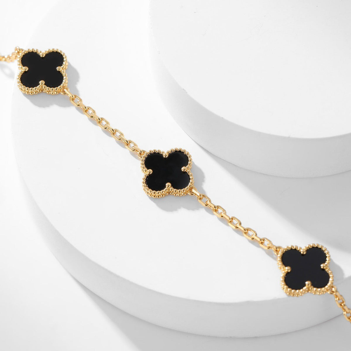 [Resenly Jewelry]CLOVER 10 MOTIFS ONYX NECKLACE