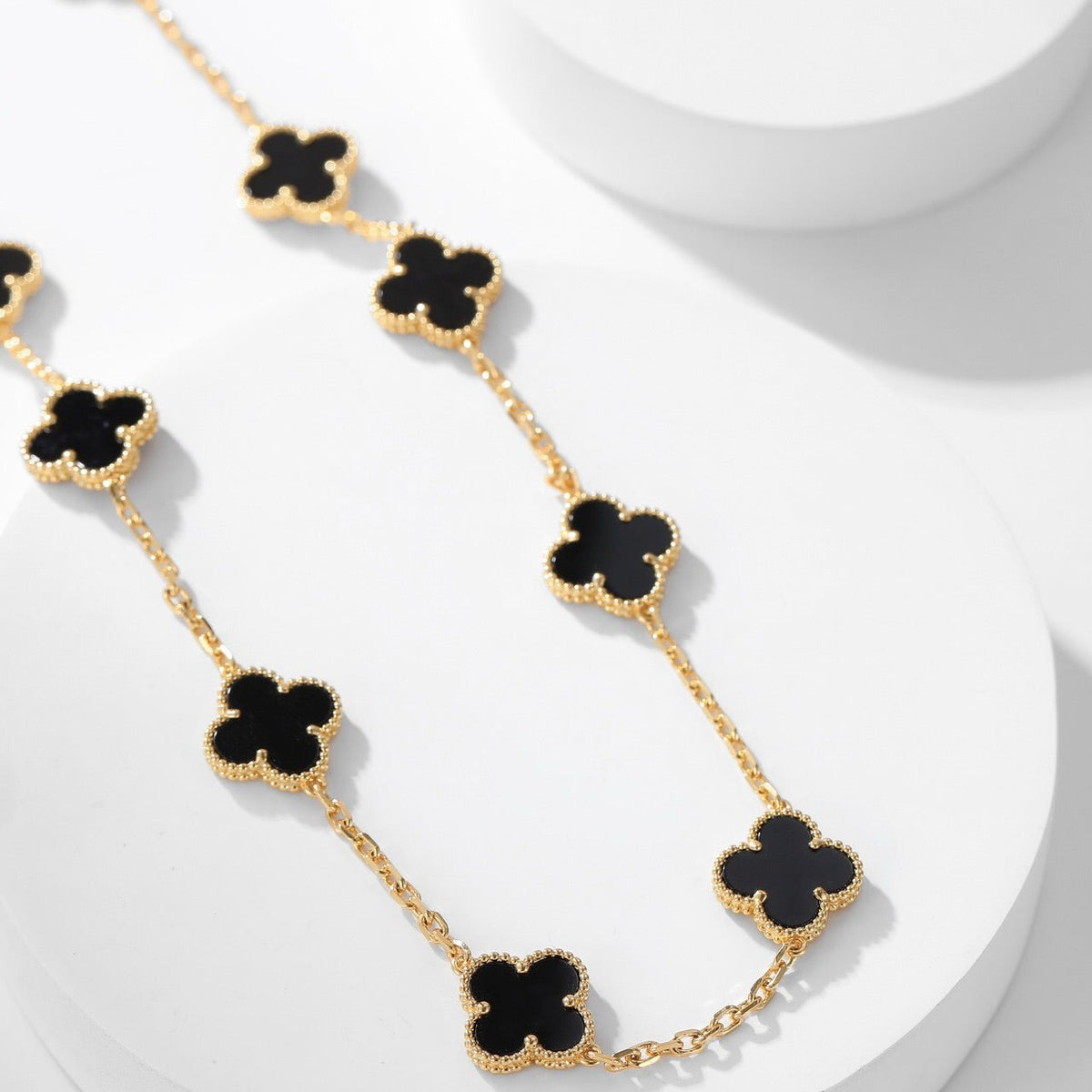 [Resenly Jewelry]CLOVER 10 MOTIFS ONYX NECKLACE