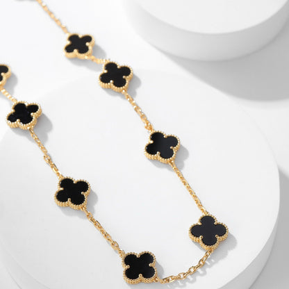 [Resenly Jewelry]CLOVER 10 MOTIFS ONYX NECKLACE
