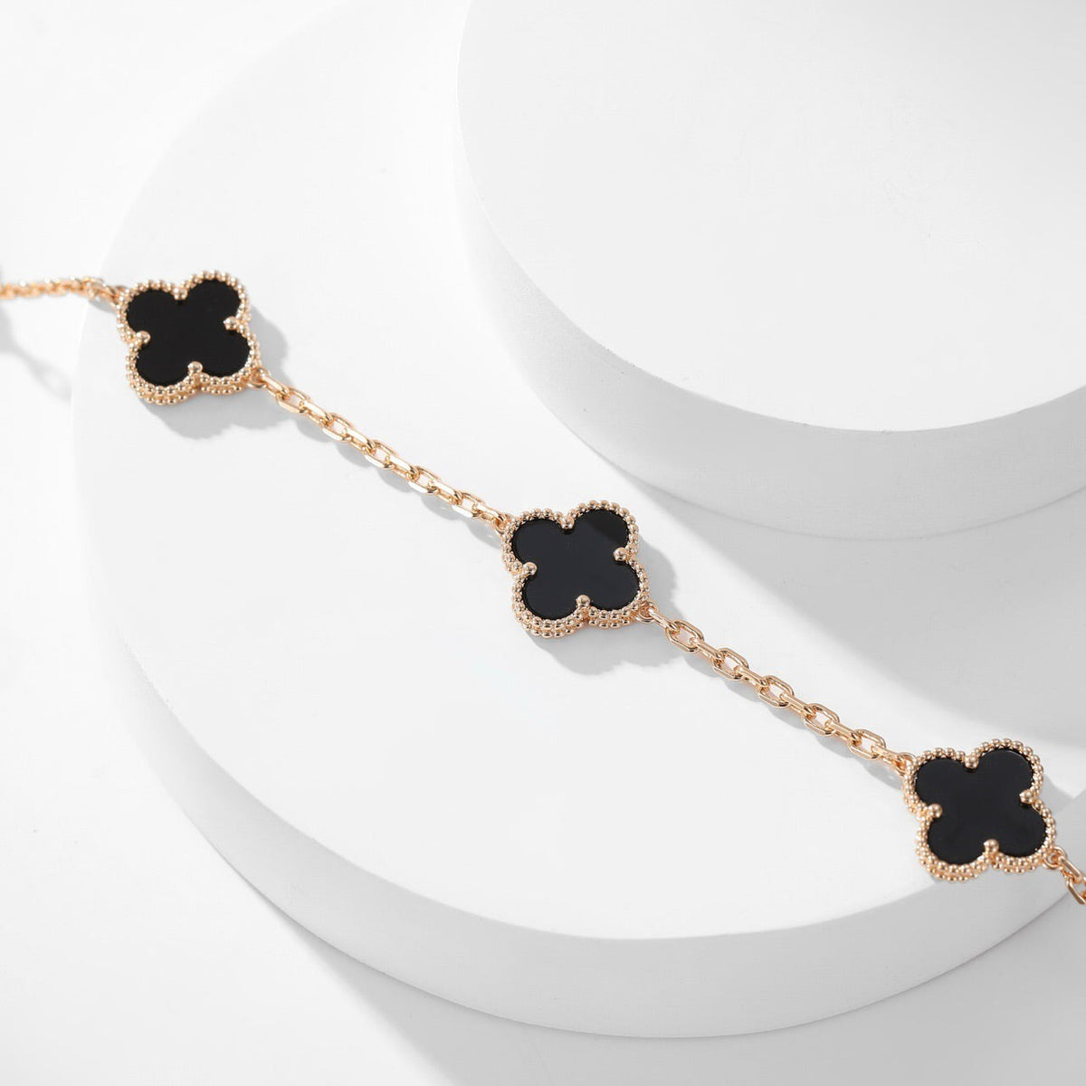 [Resenly Jewelry]CLOVER 10 MOTIFS ONYX NECKLACE