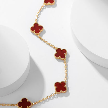 [Resenly Jewelry]CLOVER 10 MOTIFS CARNELIAN NECKLACE