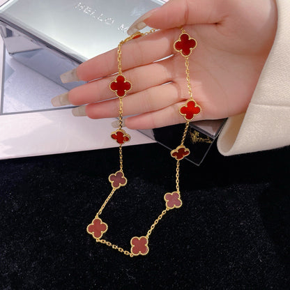 [Resenly Jewelry]CLOVER 10 MOTIFS CARNELIAN NECKLACE