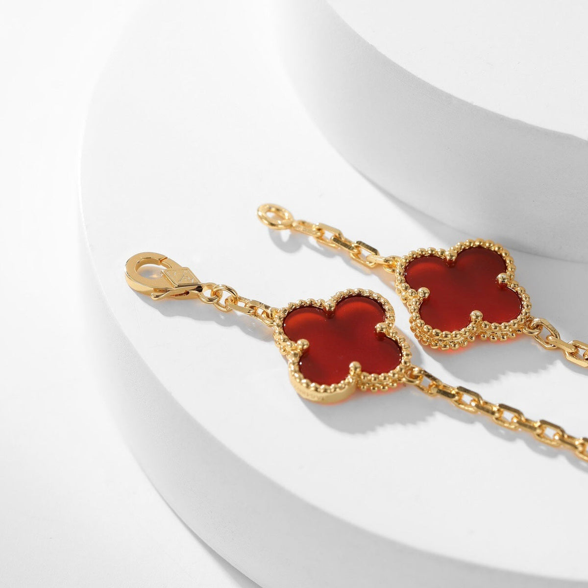 [Resenly Jewelry]CLOVER 10 MOTIFS CARNELIAN NECKLACE