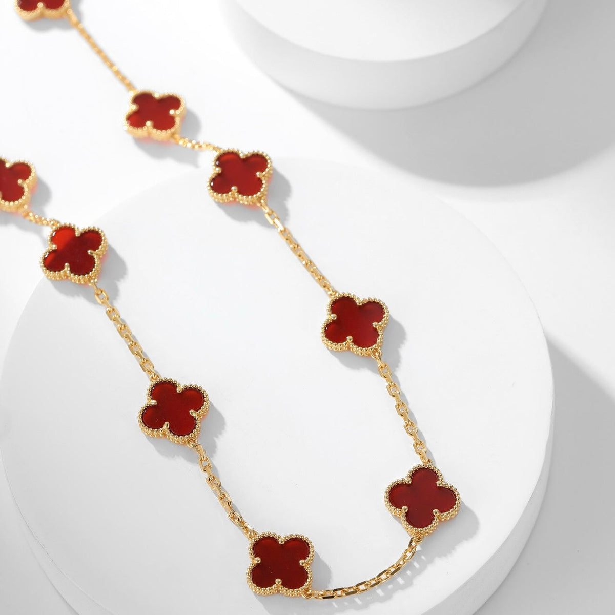 [Resenly Jewelry]CLOVER 10 MOTIFS CARNELIAN NECKLACE