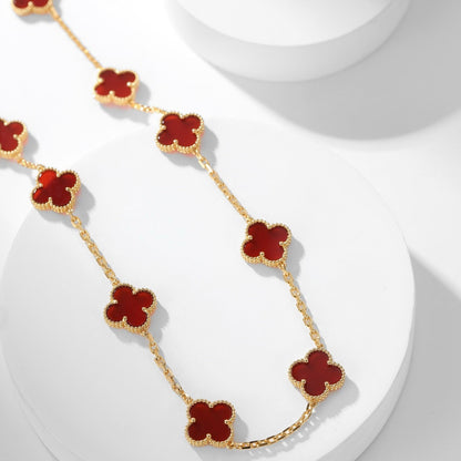 [Resenly Jewelry]CLOVER 10 MOTIFS CARNELIAN NECKLACE