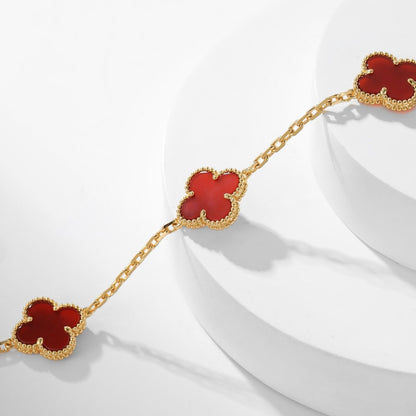 [Resenly Jewelry]CLOVER 10 MOTIFS CARNELIAN NECKLACE