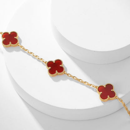 [Resenly Jewelry]CLOVER 10 MOTIFS CARNELIAN NECKLACE