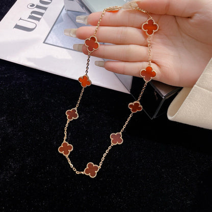 [Resenly Jewelry]CLOVER 10 MOTIFS CARNELIAN NECKLACE