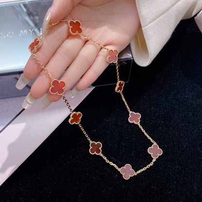 [Resenly Jewelry]CLOVER 10 MOTIFS CARNELIAN NECKLACE