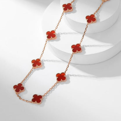 [Resenly Jewelry]CLOVER 10 MOTIFS CARNELIAN NECKLACE