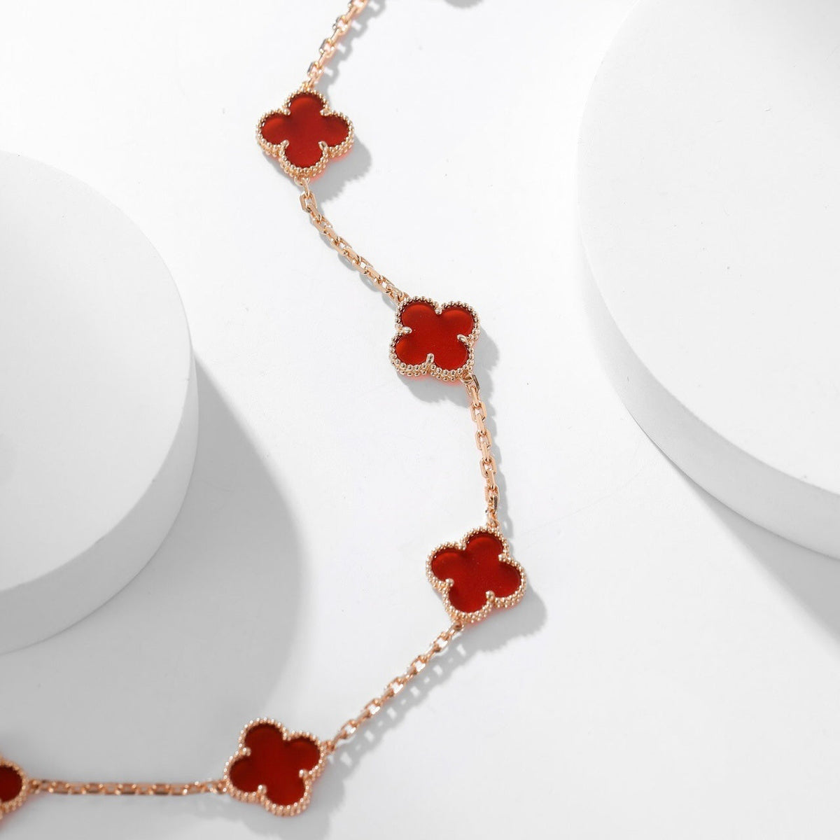 [Resenly Jewelry]CLOVER 10 MOTIFS CARNELIAN NECKLACE