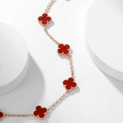 [Resenly Jewelry]CLOVER 10 MOTIFS CARNELIAN NECKLACE