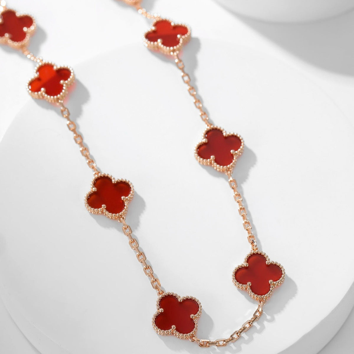 [Resenly Jewelry]CLOVER 10 MOTIFS CARNELIAN NECKLACE