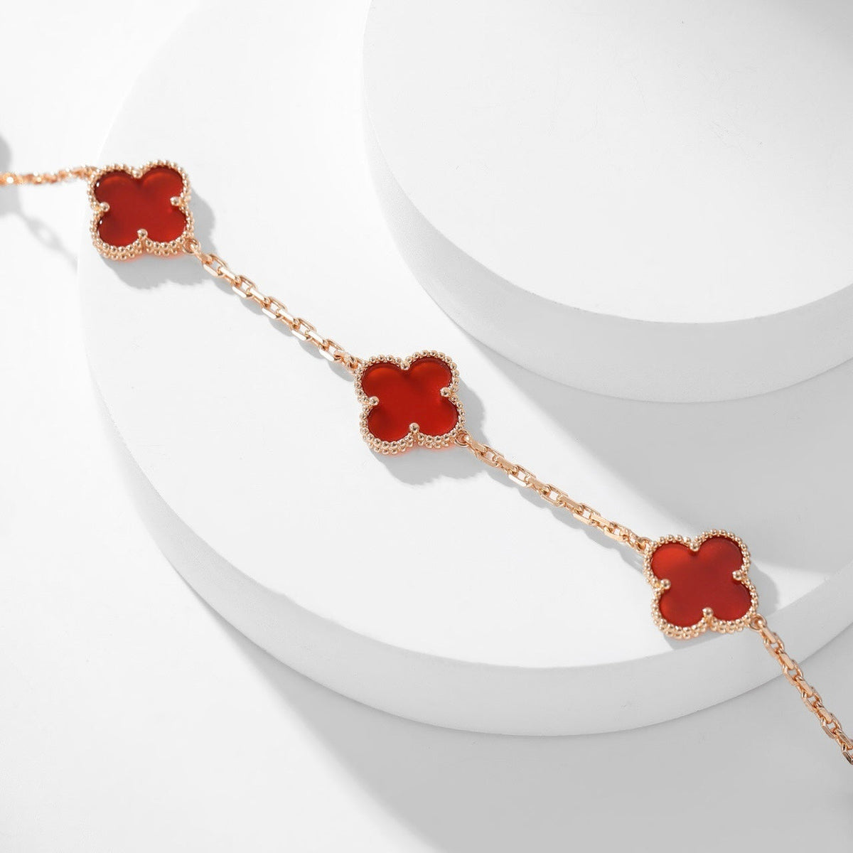 [Resenly Jewelry]CLOVER 10 MOTIFS CARNELIAN NECKLACE