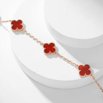 [Resenly Jewelry]CLOVER 10 MOTIFS CARNELIAN NECKLACE