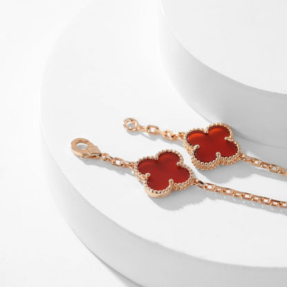 [Resenly Jewelry]CLOVER 10 MOTIFS CARNELIAN NECKLACE