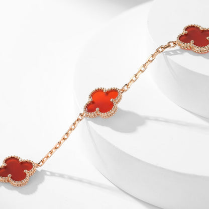 [Resenly Jewelry]CLOVER 10 MOTIFS CARNELIAN NECKLACE