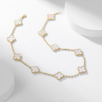[Resenly Jewelry]CLOVER 10 MOTIFS WHITE MOTHER OF PEARL NECKLACE