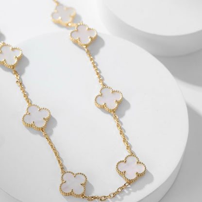 [Resenly Jewelry]CLOVER 10 MOTIFS WHITE MOTHER OF PEARL NECKLACE
