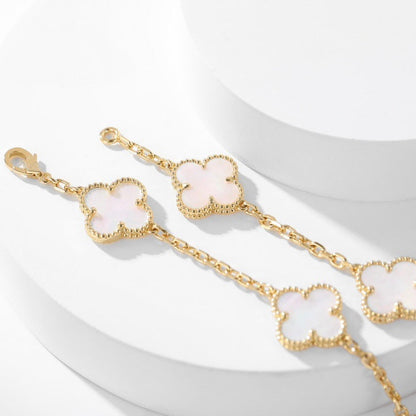 [Resenly Jewelry]CLOVER 10 MOTIFS WHITE MOTHER OF PEARL NECKLACE