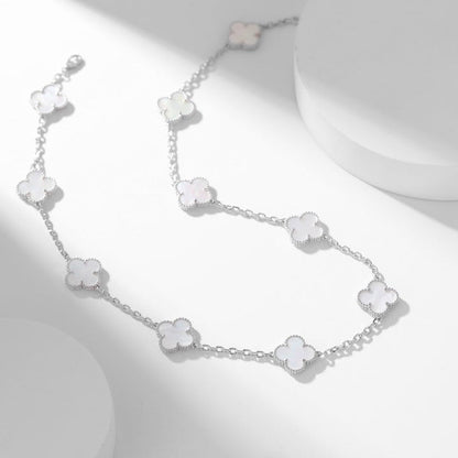 [Resenly Jewelry]CLOVER 10 MOTIFS WHITE MOTHER OF PEARL NECKLACE