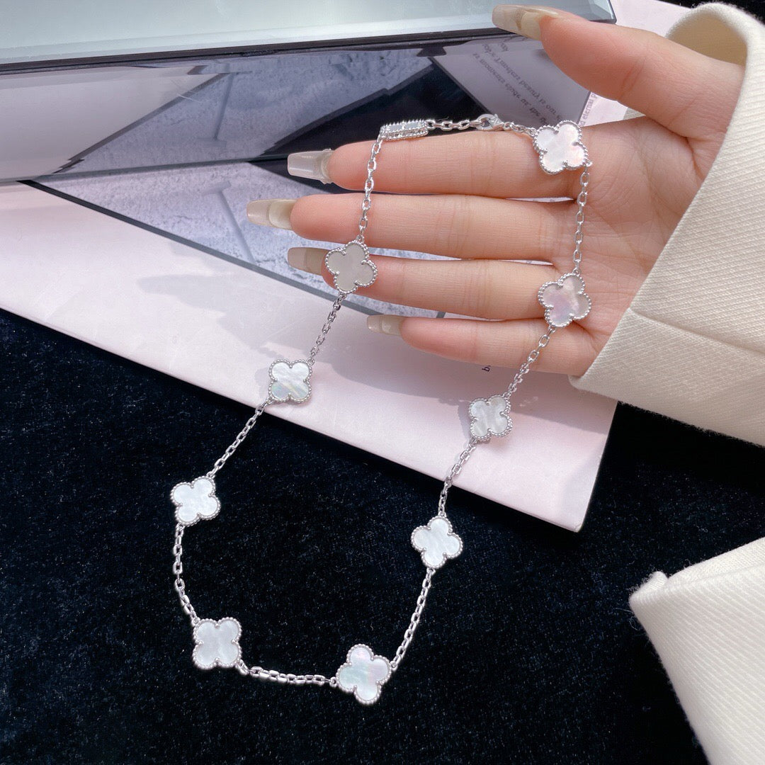 [Resenly Jewelry]CLOVER 10 MOTIFS WHITE MOTHER OF PEARL NECKLACE