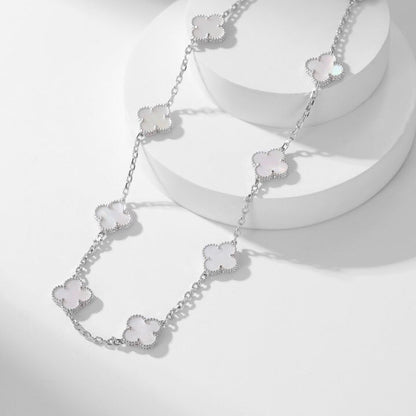 [Resenly Jewelry]CLOVER 10 MOTIFS WHITE MOTHER OF PEARL NECKLACE