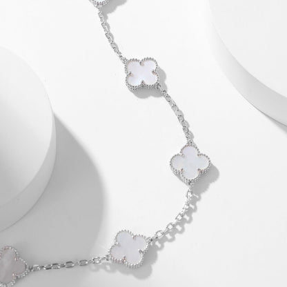[Resenly Jewelry]CLOVER 10 MOTIFS WHITE MOTHER OF PEARL NECKLACE