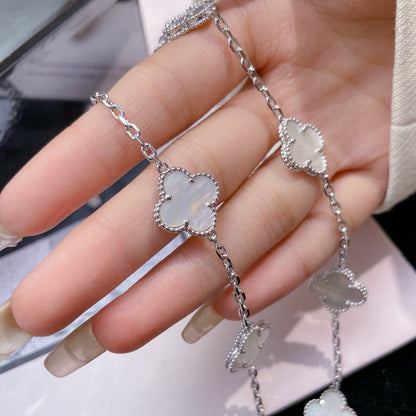 [Resenly Jewelry]CLOVER 10 MOTIFS WHITE MOTHER OF PEARL NECKLACE