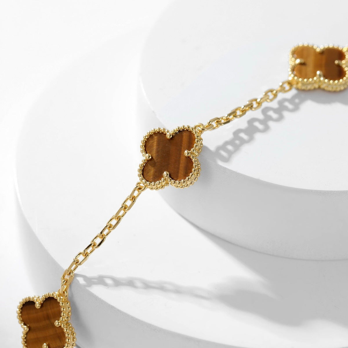 [Resenly Jewelry]CLOVER 10 MOTIFS TIGER EYE NECKLACE