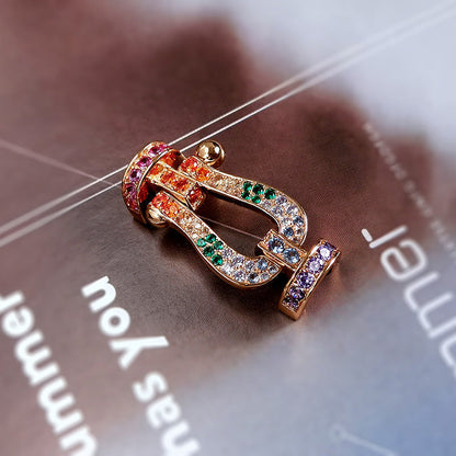 [Resenly Jewelry]FORC LARGE HORSESHOE  COLORED DIAMOND BRACELET SILVER