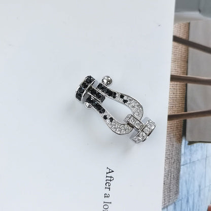 [Resenly Jewelry]FORCE LARGE HORSESHOE BLACK WHITE DIAMOND BRACELET ROSE GOLD