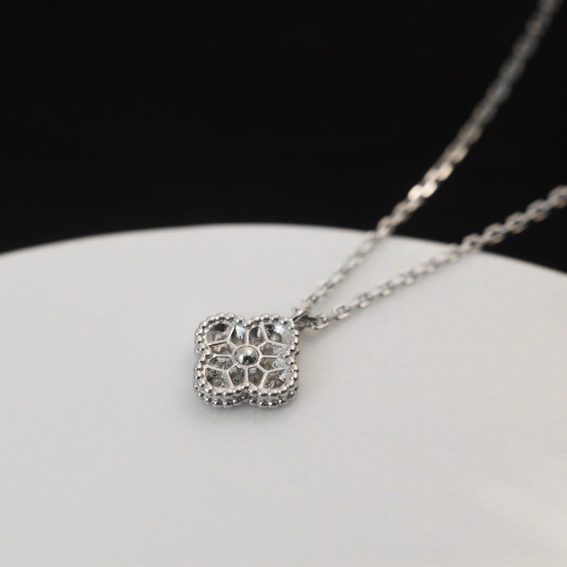 [Resenly Jewelry]CLOVER MINI 9.5MM PENDANT DIAMOND NECKLACE