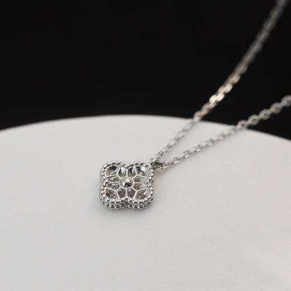 [Resenly Jewelry]CLOVER MINI 9.5MM PENDANT DIAMOND NECKLACE