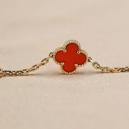[Resenly Jewelry] CLOVER 5 MOTIF RED CORNELIAN BRACELET COLLECTION