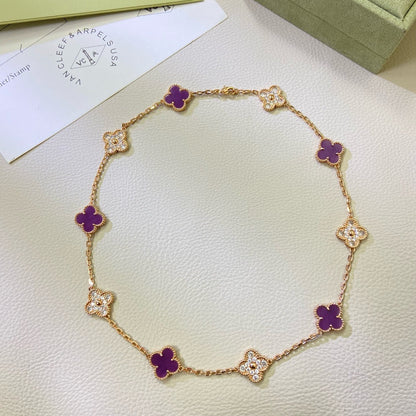 [Resenly Jewelry Jewelry]CLOVER 10 MOTIFS  PURPLE VIOLET DIAMOND NECKLACE