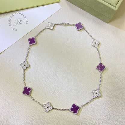 [Resenly Jewelry Jewelry]CLOVER 10 MOTIFS  PURPLE VIOLET DIAMOND NECKLACE