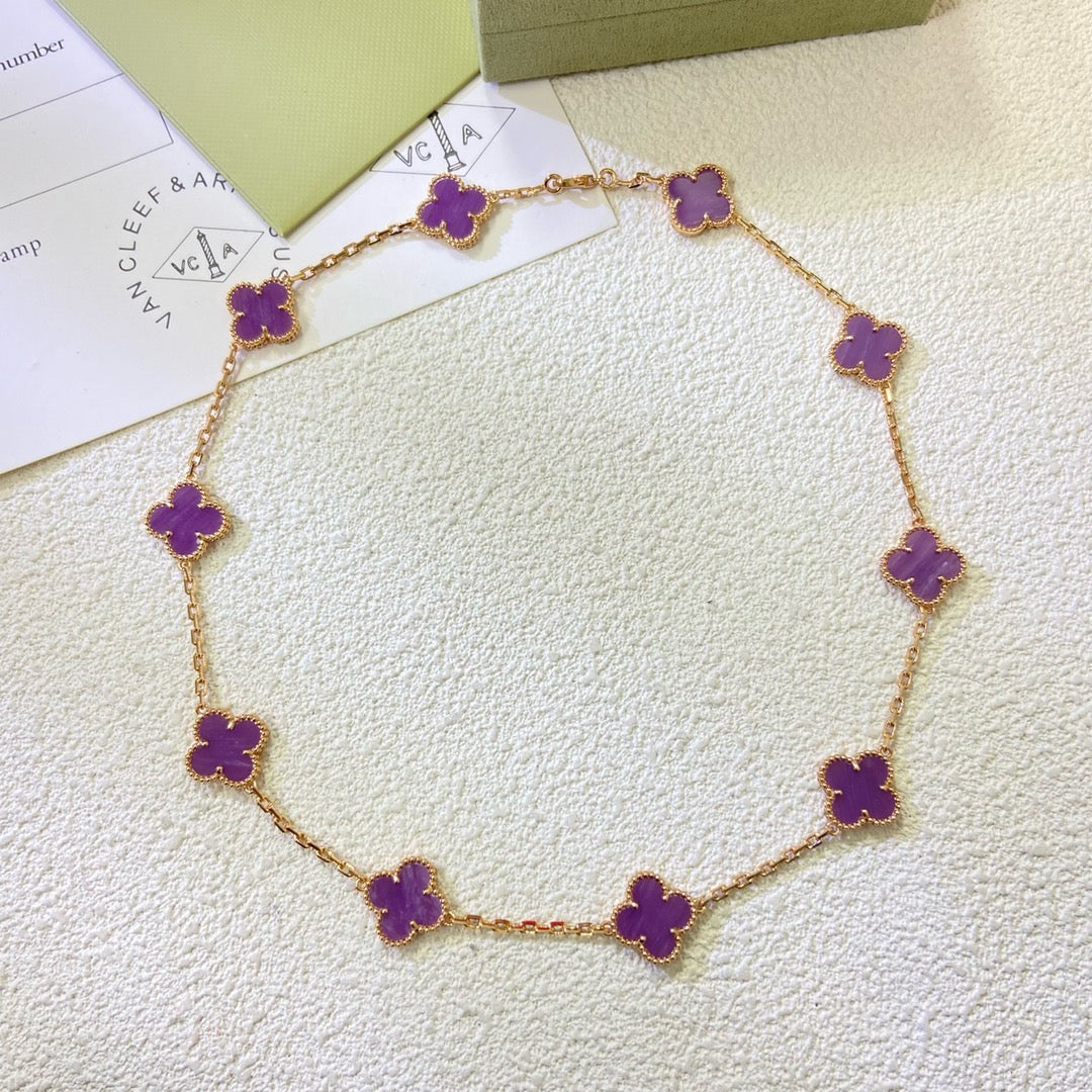 [Resenly Jewelry Jewelry]CLOVER 10 MOTIFS  PURPLE VIOLET  NECKLACE
