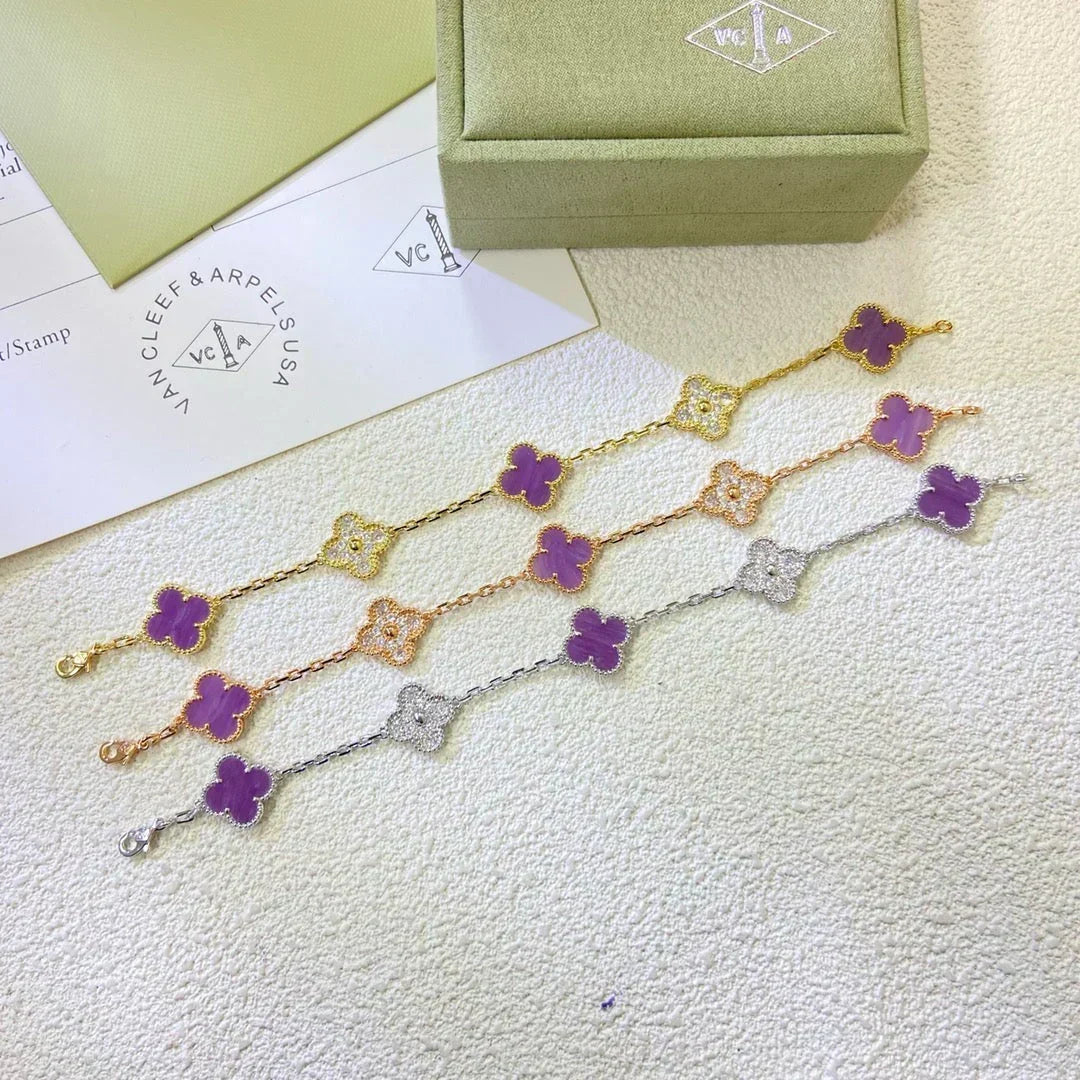 [Resenly Jewelry] CLOVER 5 MOTIF VIOLET BRACELET COLLECTION