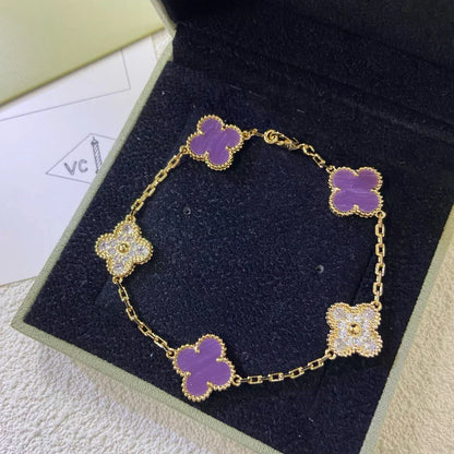 [Resenly Jewelry] CLOVER 5 MOTIF VIOLET BRACELET COLLECTION