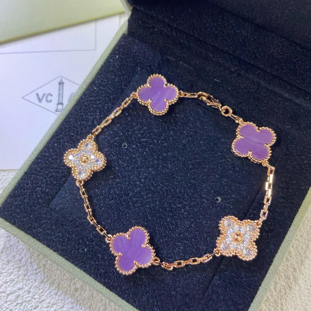[Resenly Jewelry] CLOVER 5 MOTIF VIOLET BRACELET COLLECTION