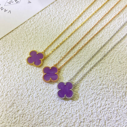 [Resenly Jewelry Jewelry]CLOVER 15MM  PURPLE VIOLET NECKLACE