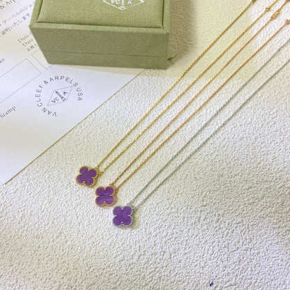 [Resenly Jewelry Jewelry]CLOVER 15MM  PURPLE VIOLET NECKLACE
