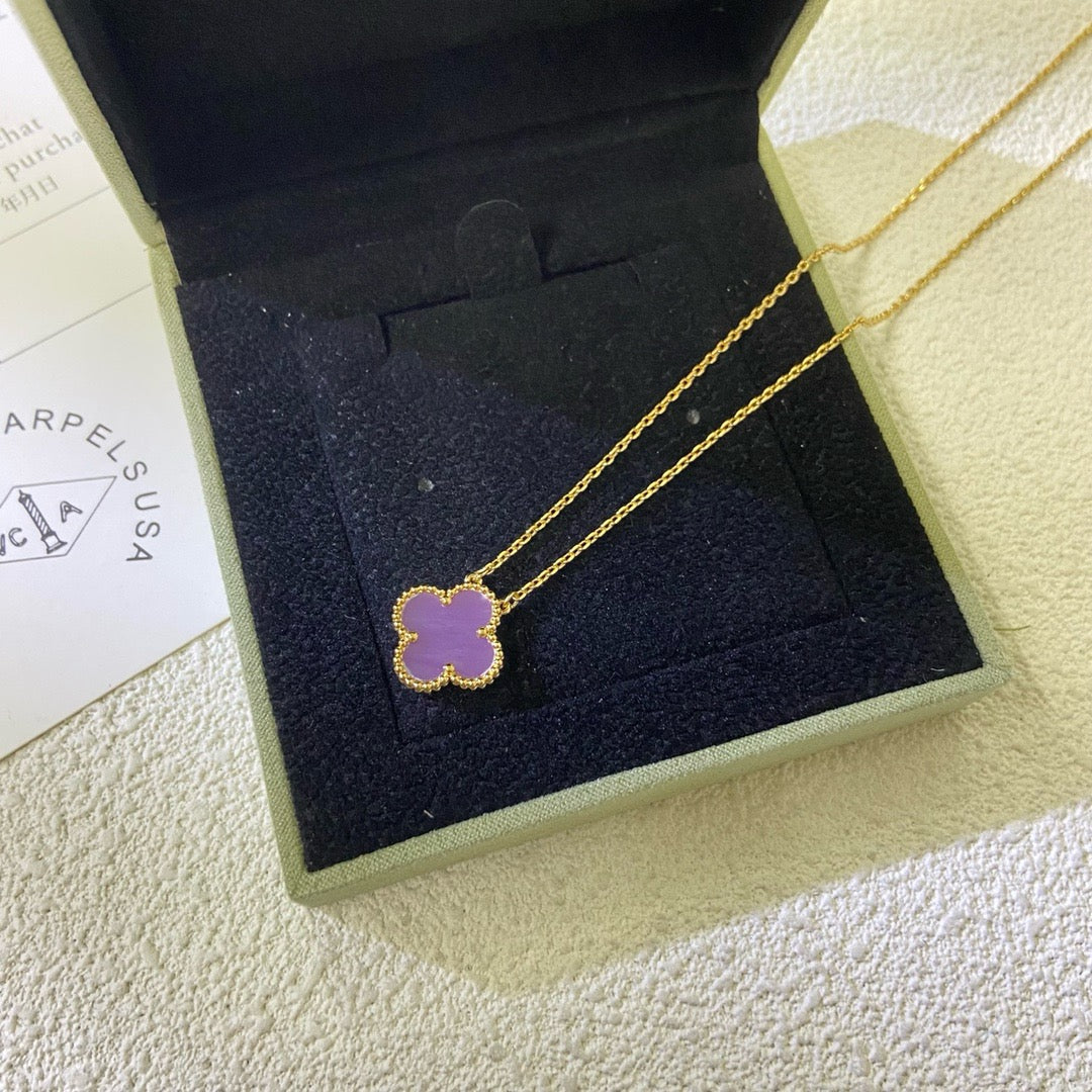 [Resenly Jewelry Jewelry]CLOVER 15MM  PURPLE VIOLET NECKLACE
