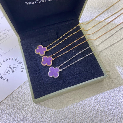 [Resenly Jewelry Jewelry]CLOVER 15MM  PURPLE VIOLET NECKLACE