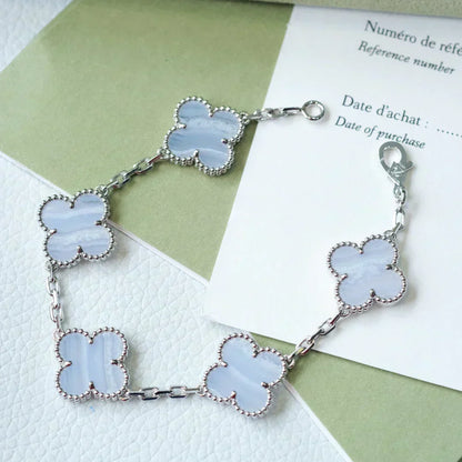 [Resenly Jewelry] CLOVER 5 MOTIF PURPLE CHALCEDONY BRACELET COLLECTION