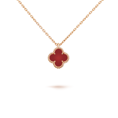 [Resenly Jewelry]CLOVER MINI 9.5MM WHITE CARNELIANS NECKLACE
