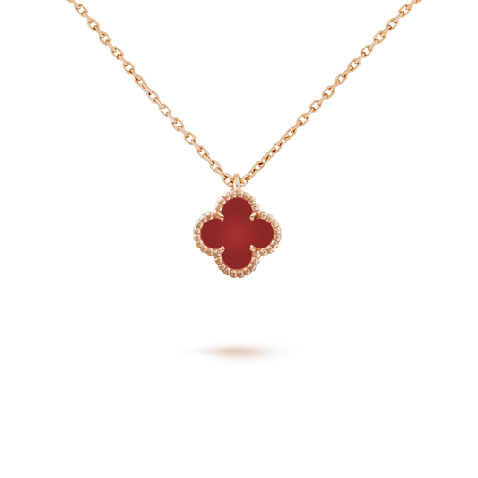 [Resenly Jewelry]CLOVER MINI 9.5MM WHITE CARNELIANS NECKLACE