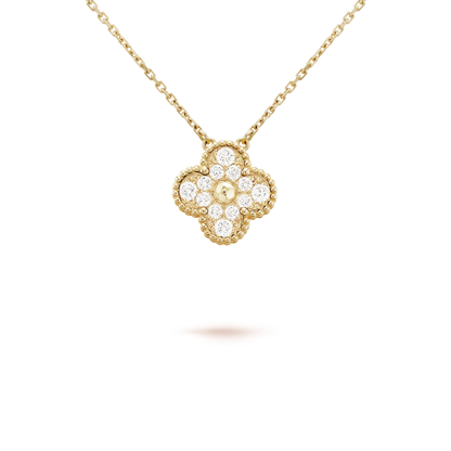 [Resenly Jewelry]CLOVER 15MM DIAMOND SINGLE FLOWER NECKLACE